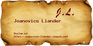 Joanovics Liander névjegykártya